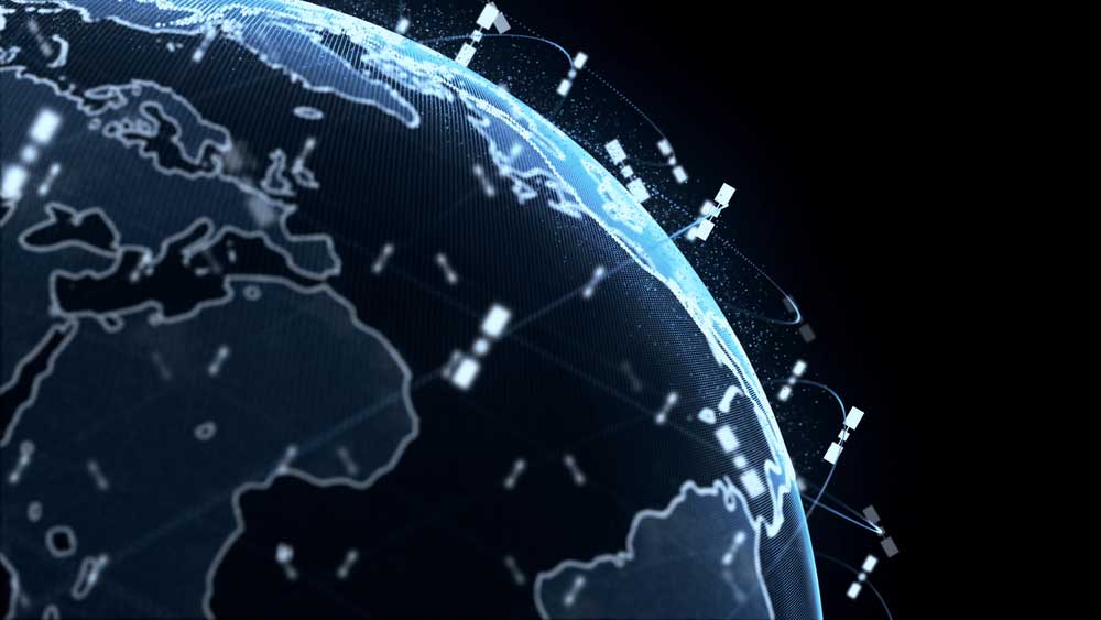 3D rendering satellites Starlink video network connection in the world
