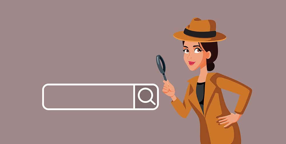 Detective looking at the search bar