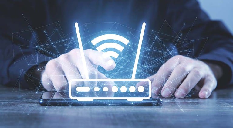 A WiFi signal and a router