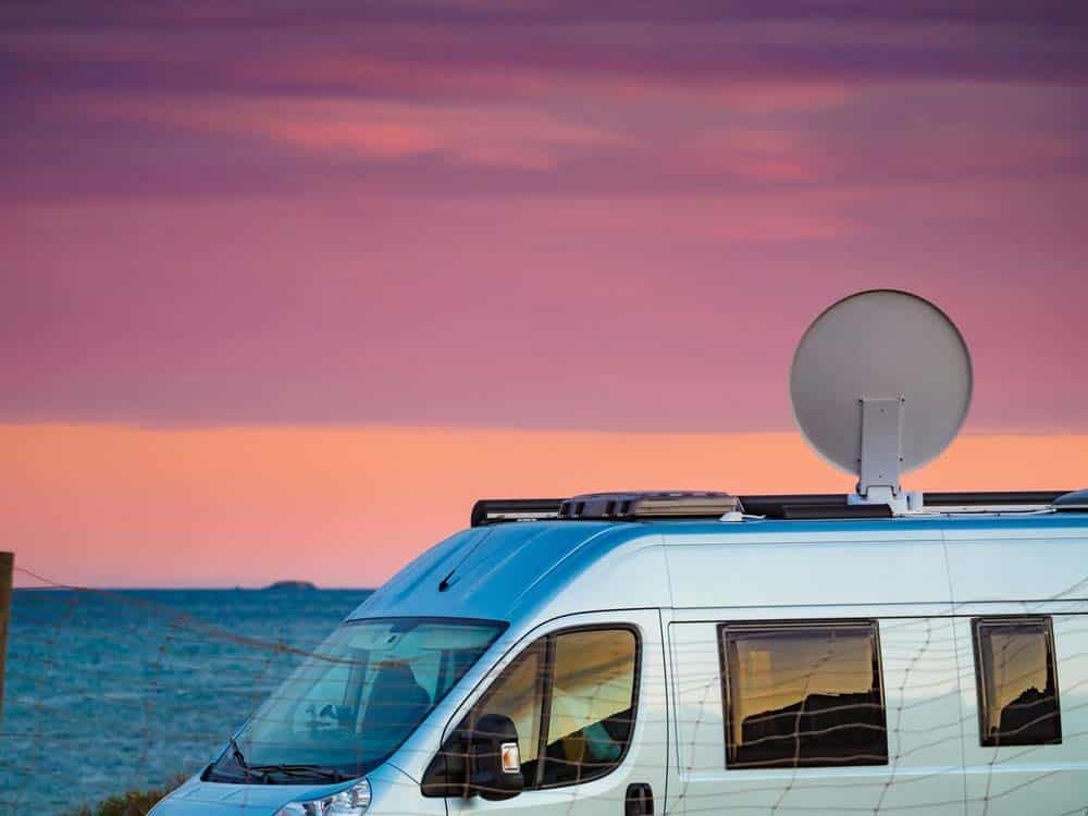 A satellite dish Installed or an RV roof