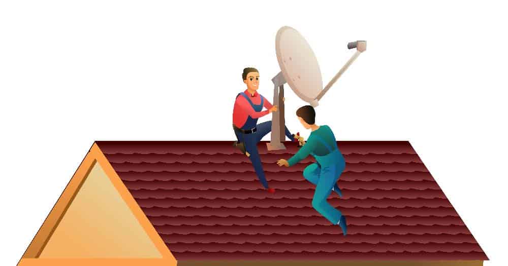 Installing a satellite dish on a slanting roof