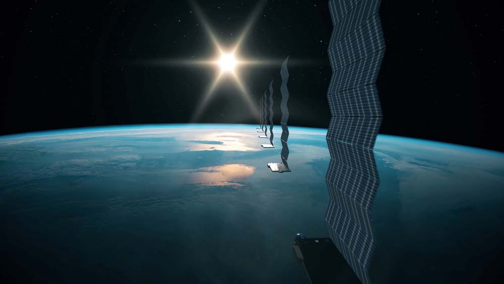 A constellation of satellites in space