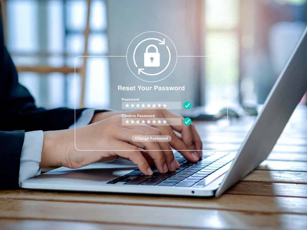 Resetting a password from a laptop
